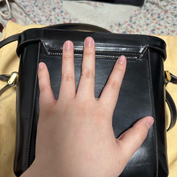 Black Leather Men's Bag with Gold Accents - Picture 6 of 11